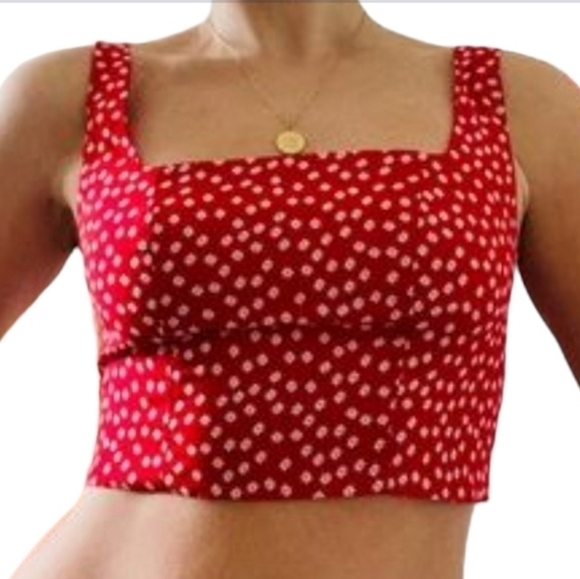 Floral Polka Dot Crop Top - Picture 1 of 6